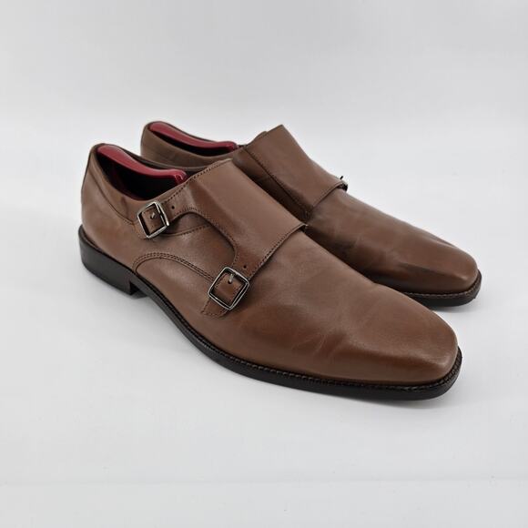 Johnston & Murphy Men’s Double Monk Strap Dress Shoes Brown Leather Cap Toe 11M